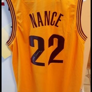 Yellow autographed #22 larry nance Jersey